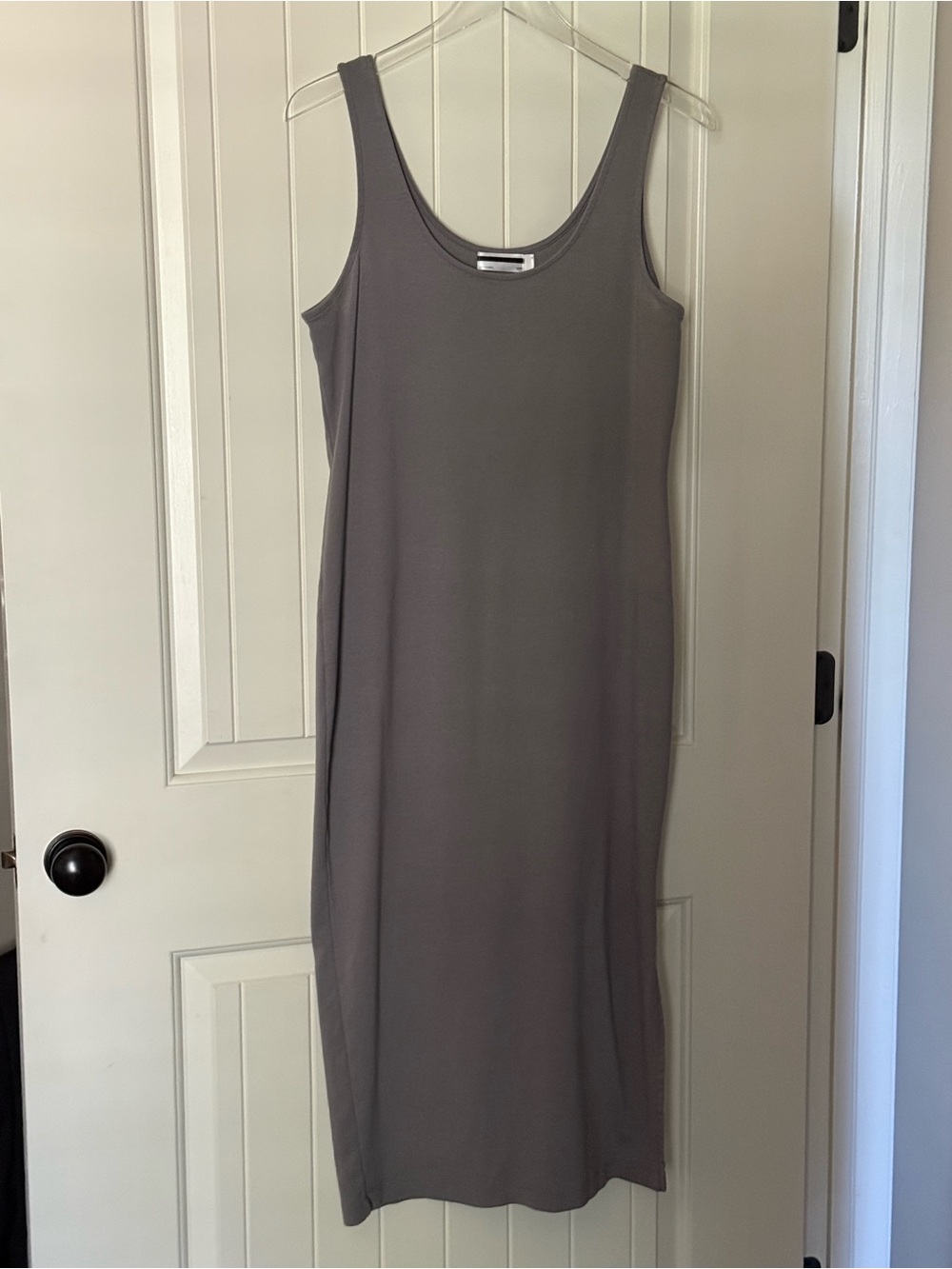 Sleeveless Midi Tank Dress in Gray - Classic Scoop Neck
